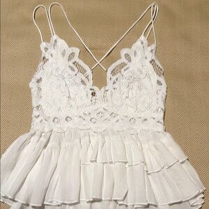 White Lace Peplum Top